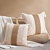 Wovenfarmhouseaccentdecorativethrowpillowcoversforcouchsofa18x18inchdecorativebohoneutralpillowcushionwithtasselsforlivingroomnaturalbeigesinglestripe  Urban Country Home Decor Woven farmhouse accent decorative throw pillow covers for couch sofa 18 x 18 inch decorative boho neutral pillow cushion with tassels for living room natural beige single stripe  urban country home decor