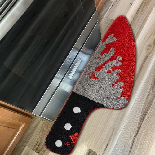 Scream Knife Rug 18W x 45L Horror Movie Gothic Area Rubber Rugs Non Slip Machine Washable Cute Vintage Spooky Skull Halloween Accent Throw Rugs for Kitchen Bathroom Bedroom Indoor Doormat Soft