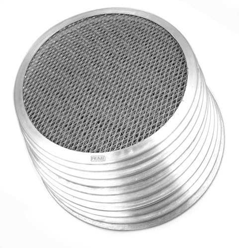 Image of Prime Bakers and Moulders Round Aluminium Pizza Screen mesh Tray for Oven- Set of 4 Pieces (10 Inch)