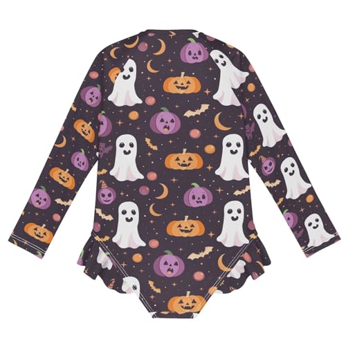 CaTaKu Girls One Piece Swimsuit Cute Halloween Toddler Bathing Suit Long Sleeve UPF 50+ Rash Guard Swimwear 3-12Y2