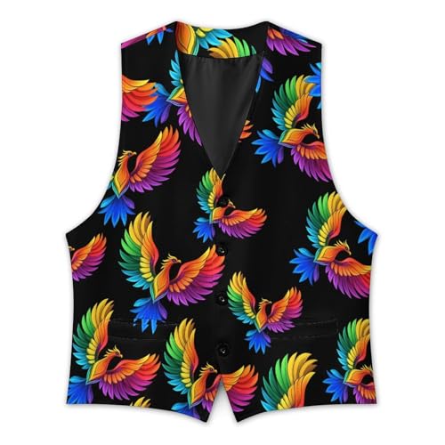 Phoenixes-Bird Men's Suit Vest Slim Fit Business Dress Party Pattern Waistcoat Vest Top3