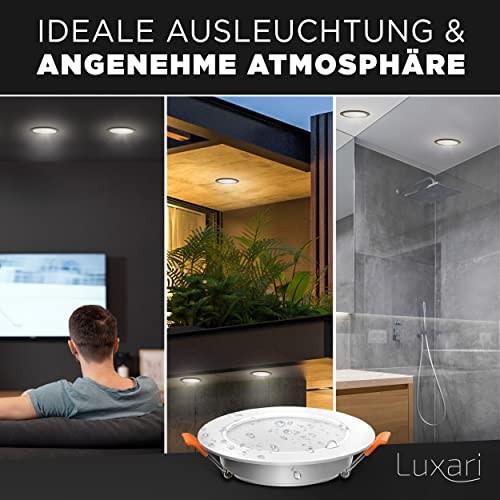 Luxari LED Einbaustrahler 230V flach − Strahlende LED Einbauleuchten [6er Set 8W] − Bad Spot [3000K warmweiß] − Deckenstrahler − IP54