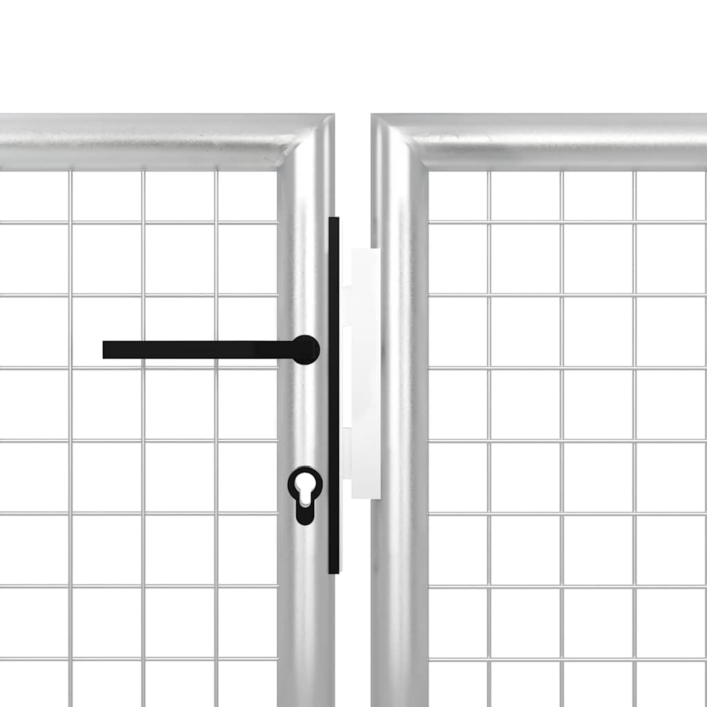 Puerta de jardín de acero 400 x 150 cm color plata