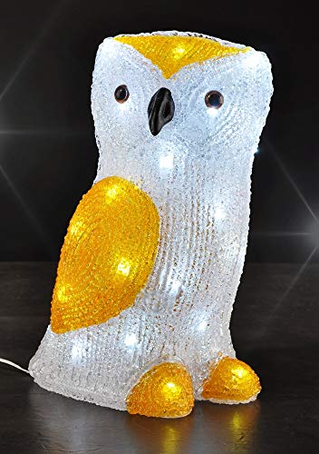 Preisvergleich Produktbild Unbekannt LED Acryl Schneeeule mit 32 LEDs Weihnachtsbeleuchtung Weiss Weihnachtsdeko Leuchtfigur Xmas