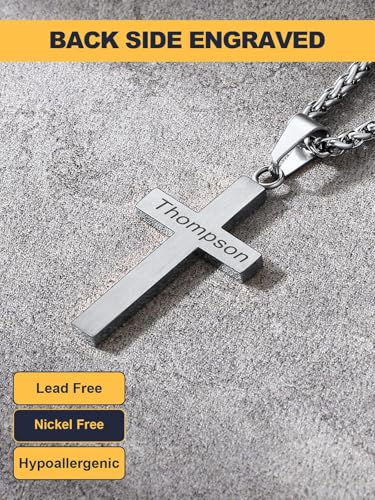 Image of U7 Cross Necklace for Men, Stainless Steel Silver Black Gold Mens Cross Necklace, 22-24 Inches