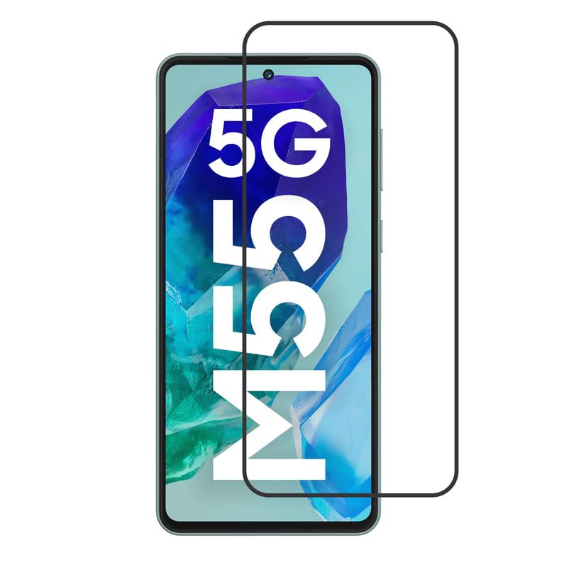Image of Tempered Glass Screen Protector Compatible For Samsung Galaxy M55 5G Smartphone Full Screen Coverage (Except Edge To Edge) And Free Complete Easy Installation Kit