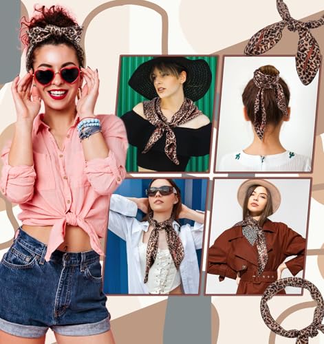 Cheetah Bandana, Leopard Head Scarf 35 Inch for Women, Soft Satin-Like Hair Wrapping Scarf for Day and Night, Square Bandana4