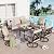 Sophia & William 6 Piece Patio Furniture Set Outdoor Couch Sofa, Backyard Patio Conversation Sets 7 Seat Clearance with 3-seat Sofa x 1, Swivel Chair x 4, Metal Coffee Table x 1 for Porch Lawn, Beige