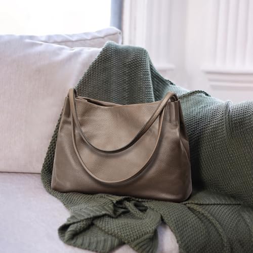 Image of Kattee Leather Tote Bags for Women, Casual Shoulder Hobo Purses and Handbags, Top Magnetic Snap Closure