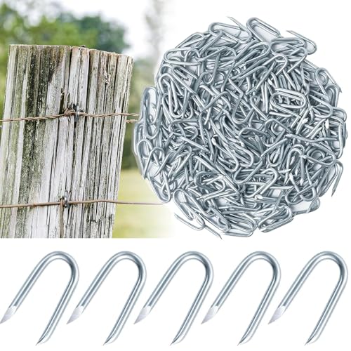 AHEONLAR Wire Fencing Staples (400PCS), 1'' Galvanised Fence Staples, U