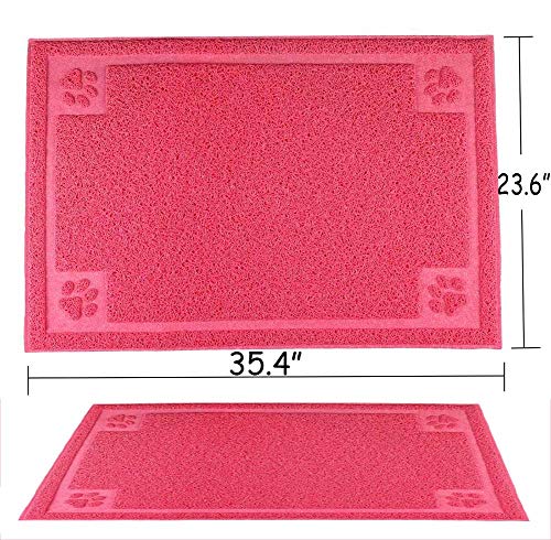 Darkyazi Pet Feeding Mat Large for Dogs and Cats,24\"×36\" Flexible and Easy to Clean Feeding Mat,Best for Non Slip Waterproof Feeding Mat (Rose red)