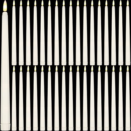 Reginary 36 Pieces Flameless Taper Candles Battery Operated Bulk 11' Plastic Lights LED Candlesticks Window Candles for Birthday Wedding Church Decor Party Supplies(Ivory)