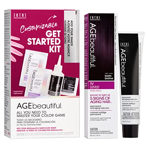 Image of AGE beautiful Permanent Hair Color Cream, 100% Gray Coverage Hair Dye with Biotin Anti-Aging Formula for Fuller, Thicker Hair, Professional Salon Quality
