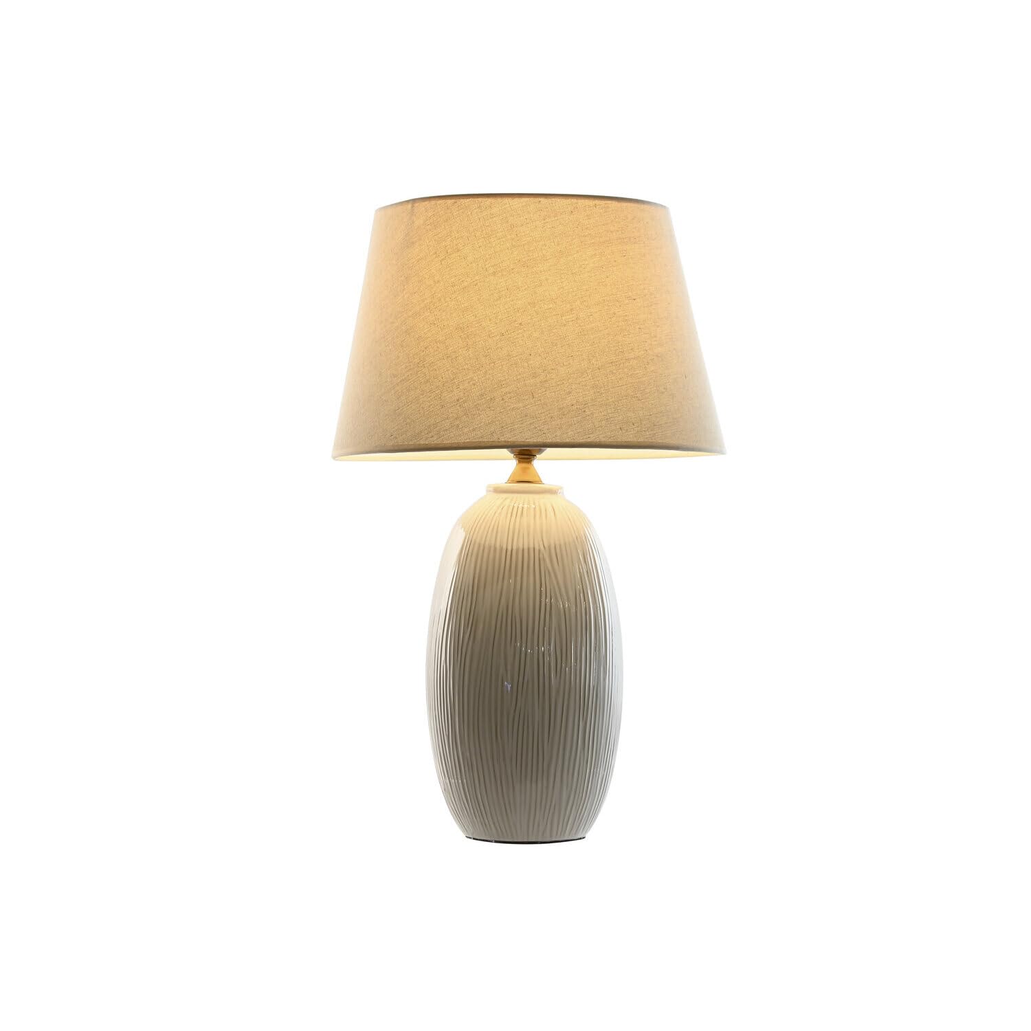 Lampe de chevet en porcelaine blanche et coton style classique 40x40x66 cm