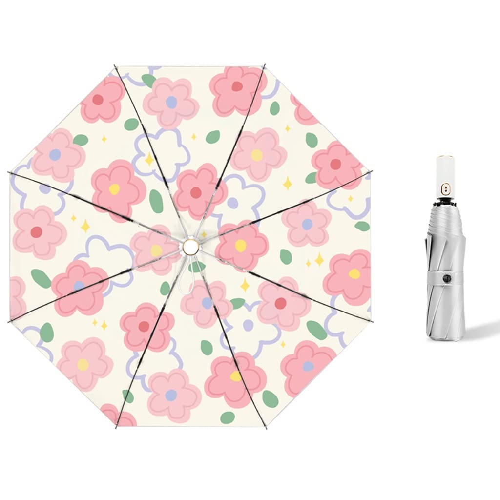 JUEMISSA Parasols solaires Deux parapluies par Temps ensoleillé et pluvieux parapluies pliants automatiques parasols à Double Couche parasols parapluies Portables (Color : Rose, S : 95 * 58cm)