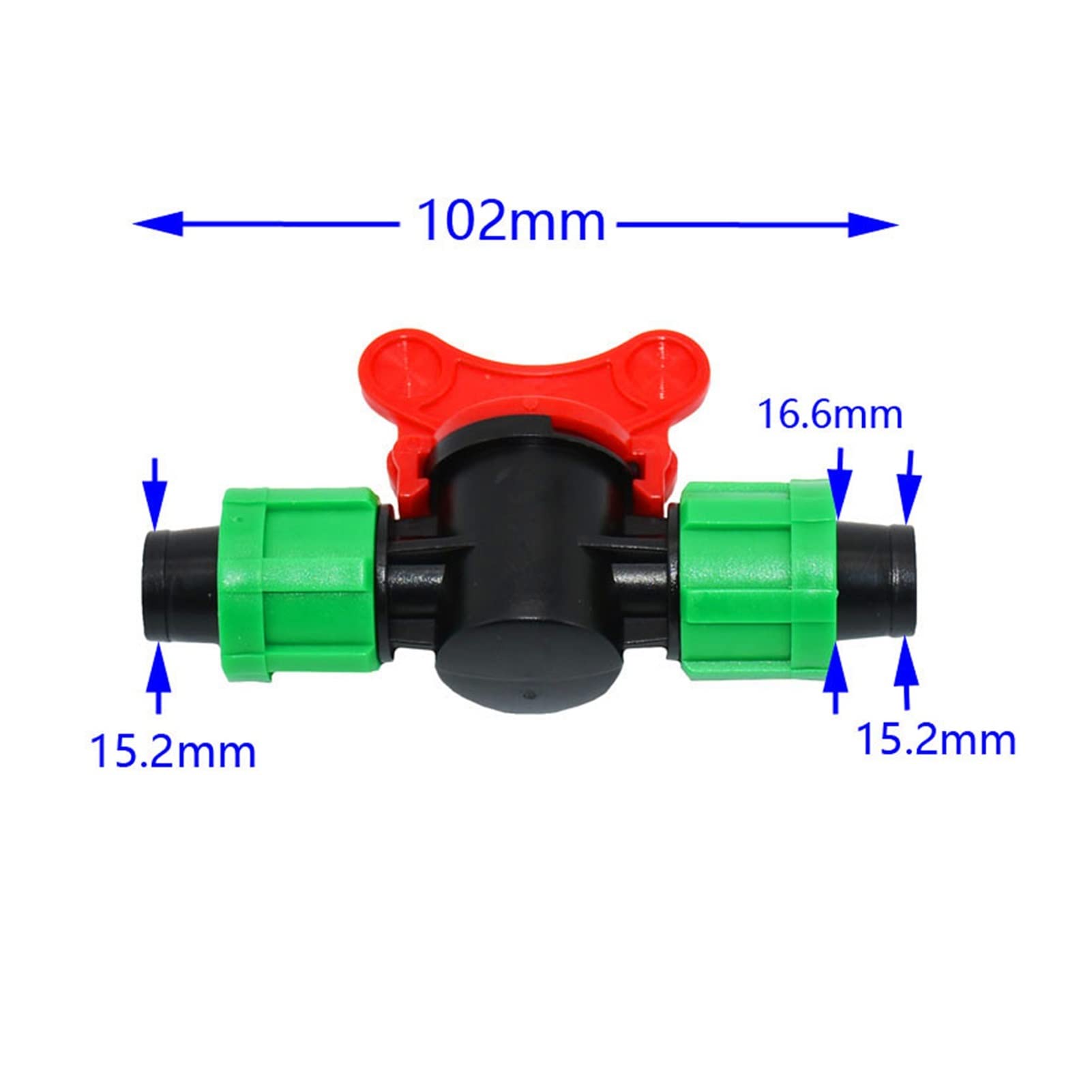 Greenhouse Micro Drip Nawadnianie Ogród Dotknij Drip Drip Taśma Irygacja 5/8 "Zawór nawadniający 2 Way Dotknij 16 mm Drip Nawadnianie Taśma Zatrzymaj Żuraw 15 sztuk