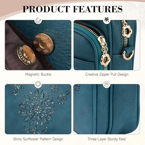 Image of Small Crossbody Bags for Women, RFID Phone Purse with Card Slots, Triple Compartments Lightweight Shoulder Bag