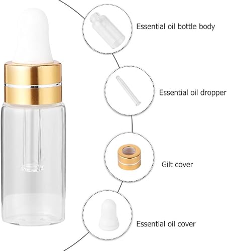 Miniatura 3 de FOMIYES Recipientes de vidrio 50 unids 0.1 fl oz botellas cuentagotas de vidrio recargable transparente Mini botella gotero de muestra botella de