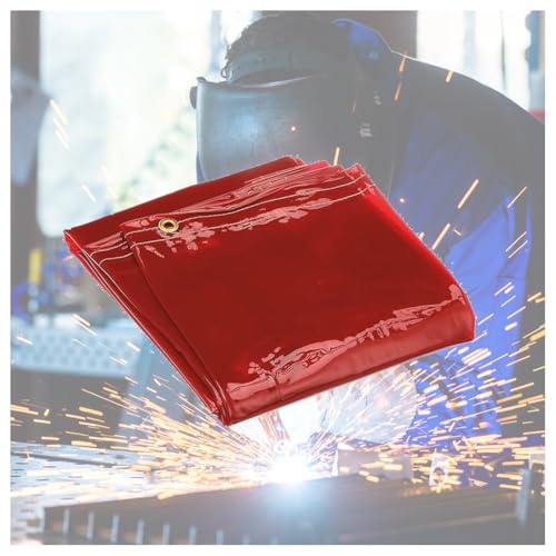 GZHERVICES Transparent FR Welding Screen, Vinyl Welding Curtain w/Grommets All Around(Red-1.5mm,1.8x2.5m)