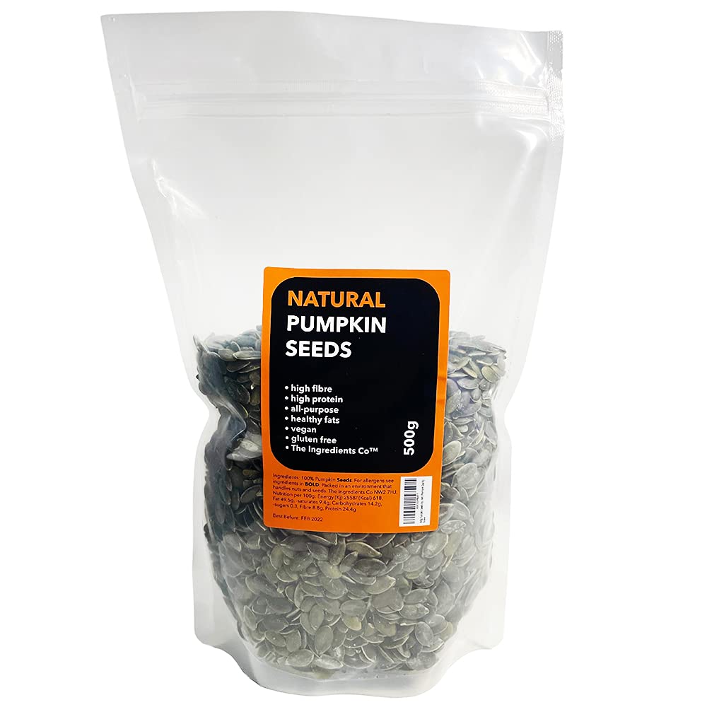 500g Pumpkin Seeds by The Ingredients Company l Raw, Natural, Vegan, Vegetarian, Gluten Free, High in Protein, Premium Quality