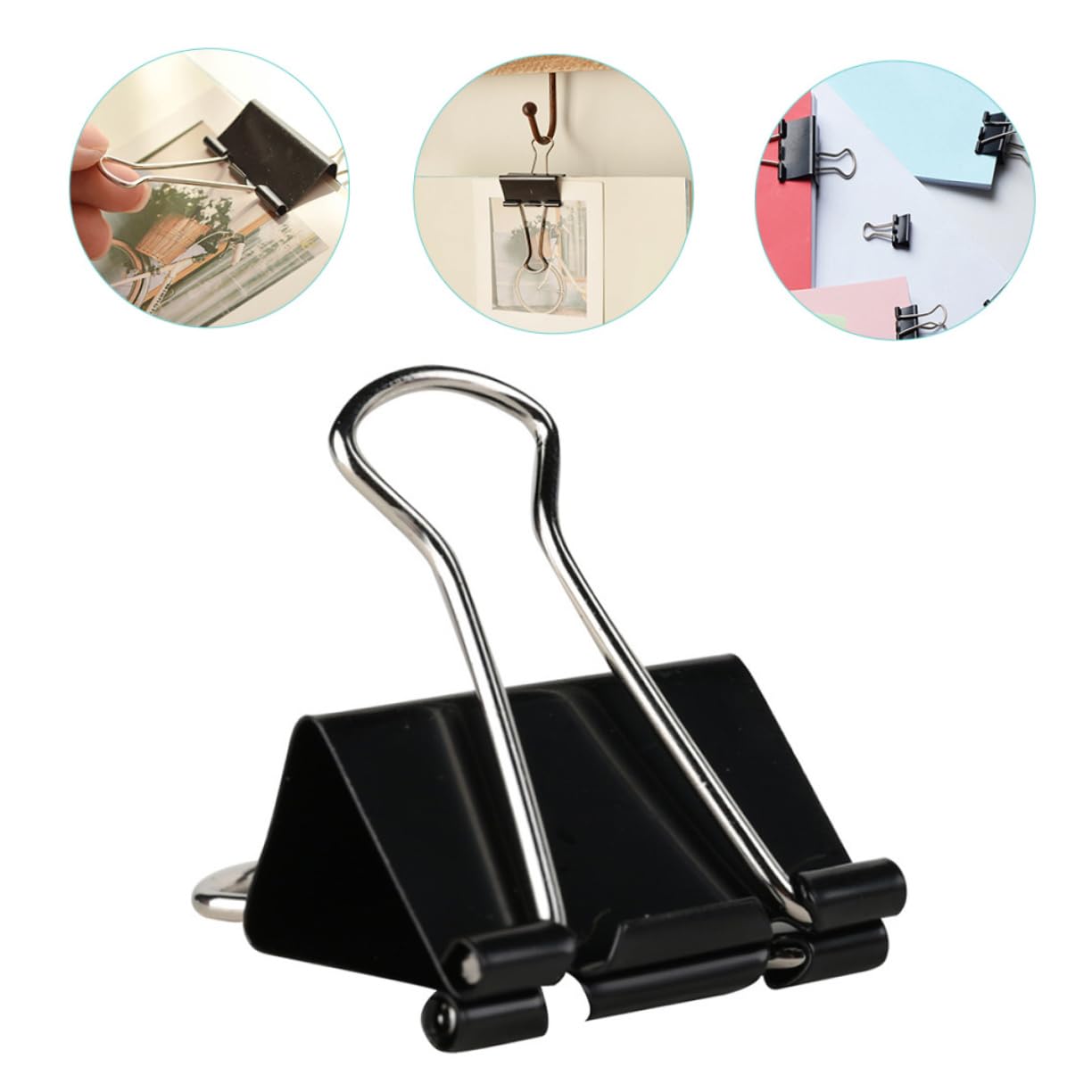 36 Pezzi Binder Clamps Grandi in Ferro Neri per Carte e Note | Rimozione Facile, Design Multifunzione, Festa Scuola Decor, Scuola Cancelleria per Insegnanti e Ufficio
