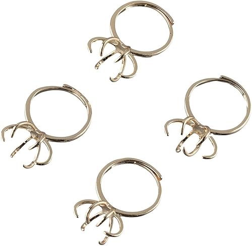 4 anillos de garra en blanco, 6 ajustes de anillo de garras, bases de componentes de anillo de latón ajustables para fabricación de anillos de