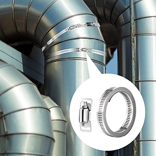 Hannger Metal Clamp - Large Pipe Clamps Stainless Steel 304-1/2" 16.4Ft Adjustable Diy Duct Pipe Band Clamps + 12 Stronger Fasteners For Fuel Radiator Automotive Mechanical Plumbing Air Ducting Clamp #TOP6