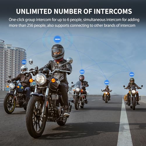 Image of FreedConn FX Plus Motorcycle Bluetooth Headset, Helmet Intercom Communication Systems with IP67 Waterproof, CVC and AI Noise Cancellation, Auto-Join Mesh Network 2-16 Riders, 1 Pack