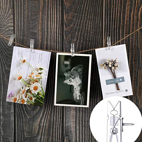 32 Pieces Reusable Push Pin Clips Photo Clips, Mini Transparent Plastic Tacks Thumbtacks Clothespins Decorative Craft Paper Clips for Cork Boards Wall Artworks Notes Photos Craft Accessories, Clear - Thumbnail 4