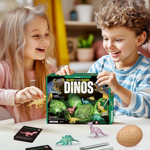 Gamerside Dino Eier zum Ausgraben – 12 Leuchtende Dino-Eier mit Lernkarten – Dino Ausgrabungsset für Kinder ab 6 Jahren… – Ansicht 6