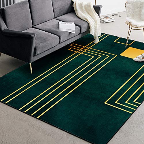 Anti-Slip Carpet Mat Living Room Large Area Rugs Modern Geometric Green 140 x 200 cm