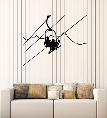 WallStickers4ever Vinyl Wall Decal Funicular Station Skiers Skiing Winter Sport