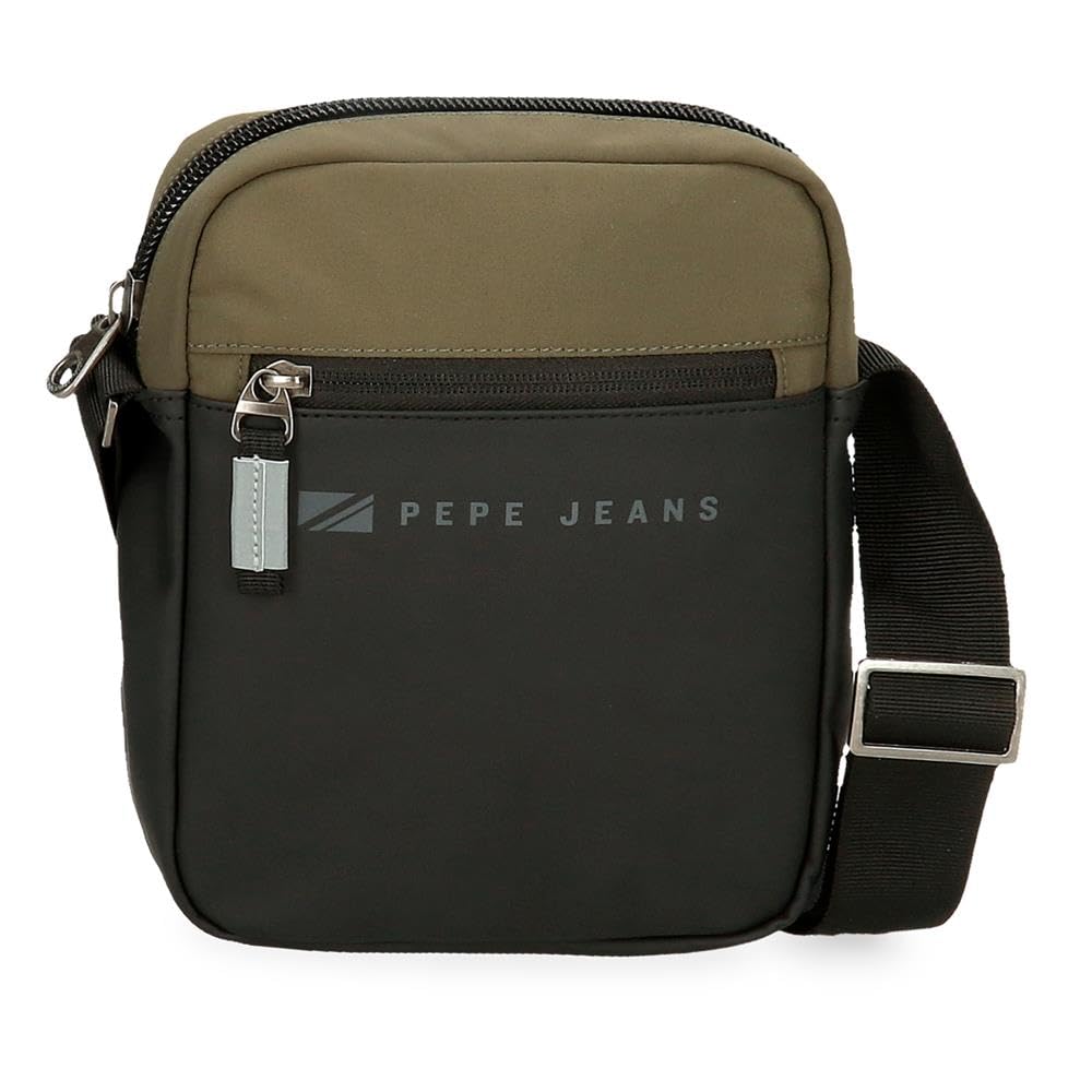 Pepe Jeans Jarvis Shoulder Bag Medium Green 17x22x6cm Faux Leather and Polyester L by Joumma Bags, green, Medium Crossbody Bag