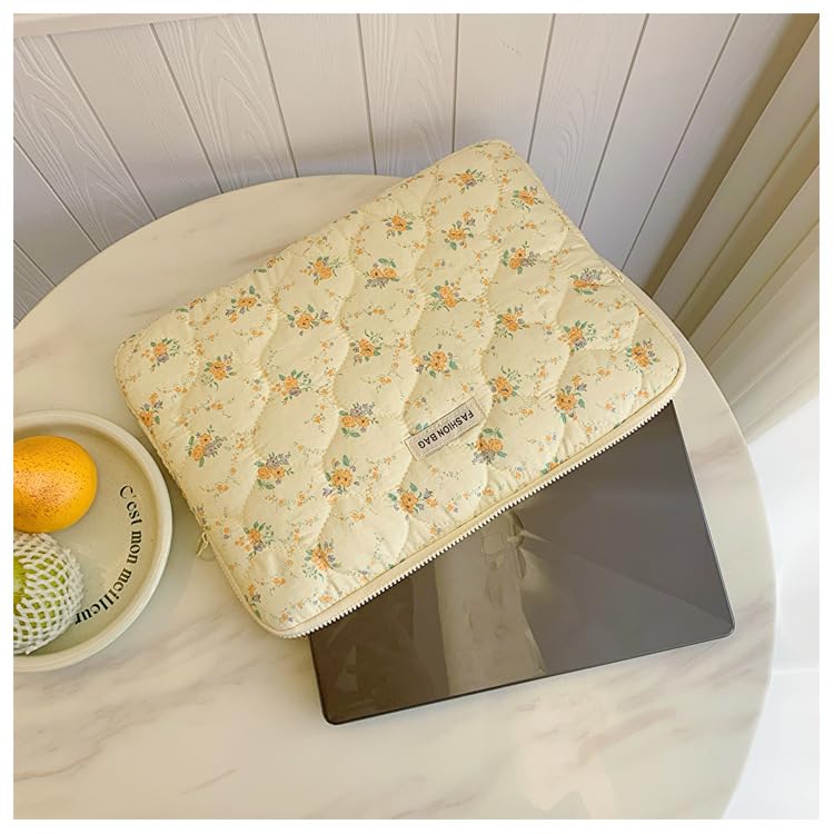 Funda para Portátil Mujer Estampado Floral Acolchada Amarilla 13-14 Pulgadas miniatura 6