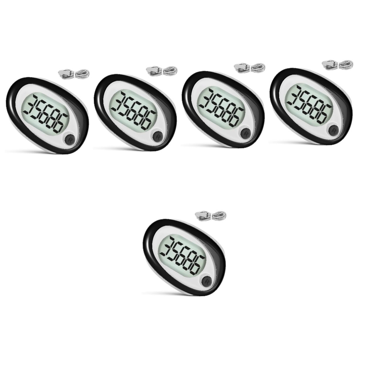 YARNOW 5 Pièces Pédomètre Odomètre 3D De Plein Air Compteurs Clipser Le Compteur De Pas Pièce De Monnaie S'agiter Traqueur Appareils Tourner Haut Rétractable Score Plastique Black