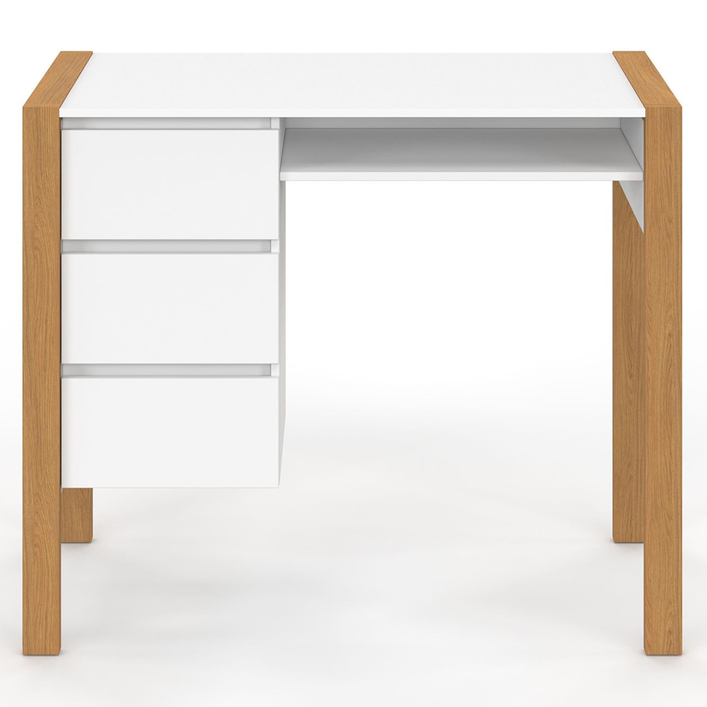 IDMarket - Bureau scandinave Hugo avec 3 tiroirs et Niche Blanc et Bois