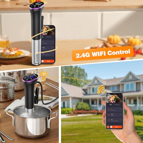 Image of WIFI Sous Vide Cooker Sealable Bags Kit, 1100W Sous-Vide Cooker Immersion Circulator, 10℃-90℃(50℉-194℉), Sous Vide Machine with Temperature & Timer Touch Control, AC120V /60Hz