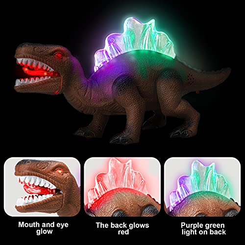 STEAM Life Walking Dinosaur Toy | Robot Dinosaur Toy Walks, Mouth Moves, Roars and Lights Up | Electronic Dino Toy for Boys and Girls 3 4 5 6 7 Year Old (Brown) - Thumbnail 3