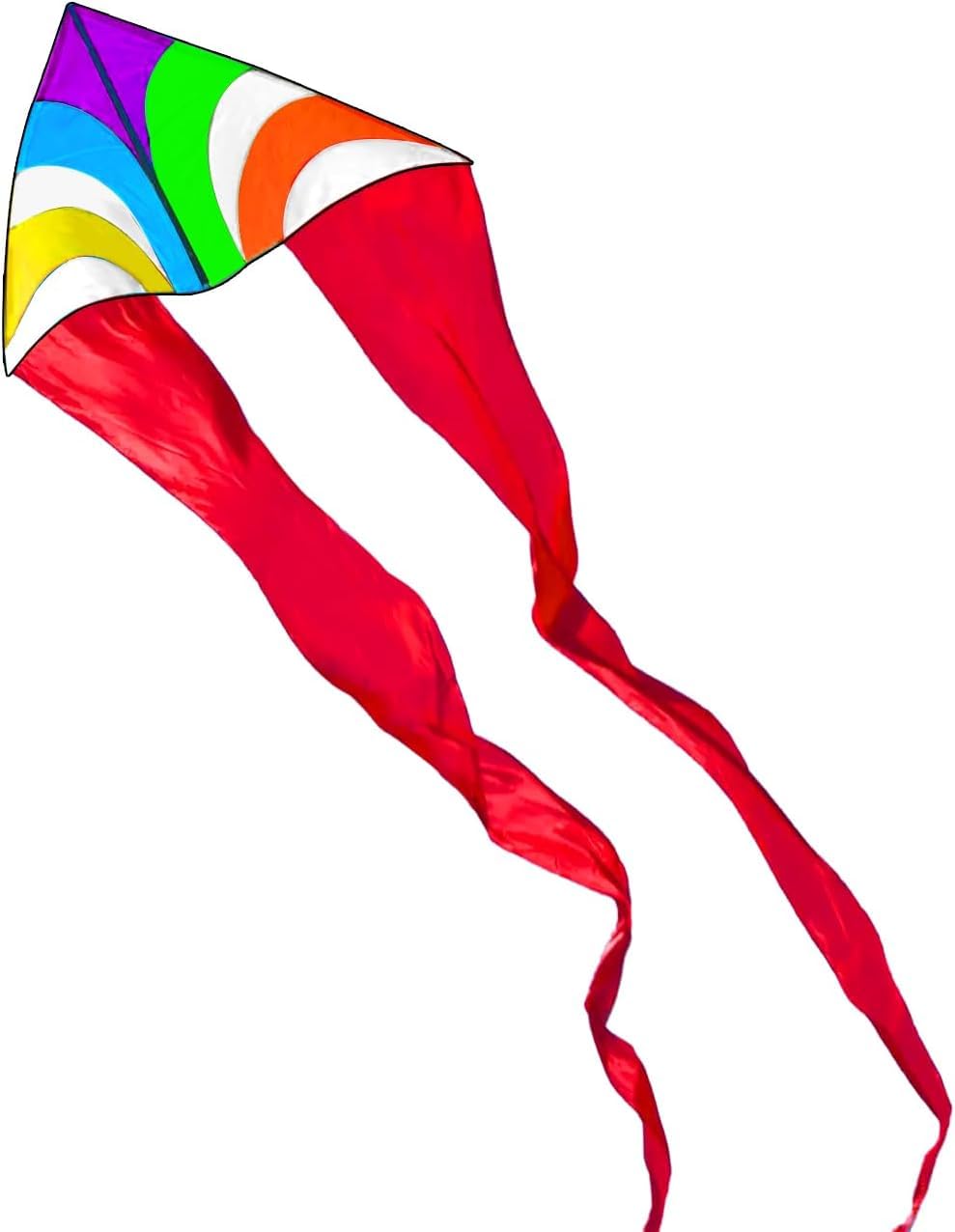 Touch the sky Colourful Triangle Kite with Double Tails for Kids and Adults, Easy to Fly, Exquisite Fabrics and Unique Structure Design, Excellent Outdoor Games, Suitable for Beginners.