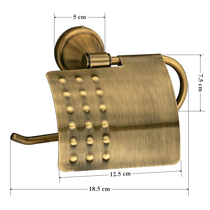 Image of Plantex (Primax) 304 Grade Stainless Steel Toilet Paper Roll Holder /Toilet Paper Holder /Tissue Paper Roll Holder for Bathroom Accessories - Niko (Brass Antique)