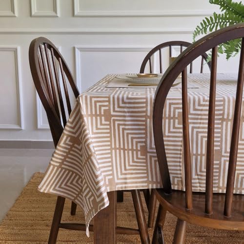 Image of THE YARD HOUSE Wipeable & Anti-Slip Cotton Table Cover for Family Dining, Party. Protects Against Spills, Scratches, Damages (Shifting Sands, 48X72 inch (Rectangle))