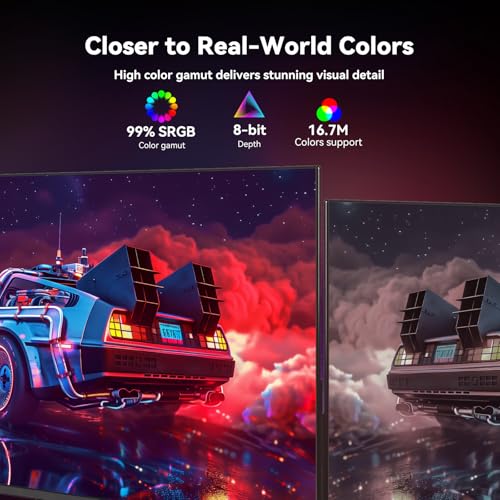 Image of Great voell 27 Inch Gaming Monitor FHD (1920x1080), 100Hz Computer Monitor Speakers Built in, HDR10, 99% sRGB, FreeSync, HDMI /DP, Design VESA (100 x 100mm)