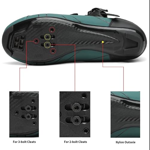 Unisex Cycling Shoes Compatible with pelaton Indoor Road Bike Riding Shoes for Men and Women Delta Cleats Clip Outdoor Pedal (Green, M7.5) - Thumbnail 5