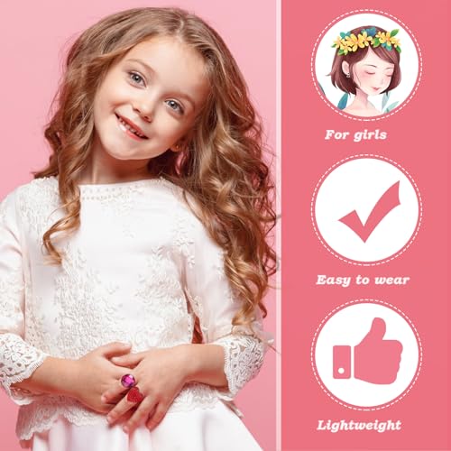 ASTER 9 Stück Kinderringe Mädchen Kinder Ringe für Mädchen Verstellbare Prinzessin Verkleiden Ring Set Kinder Dress Up Ring Set