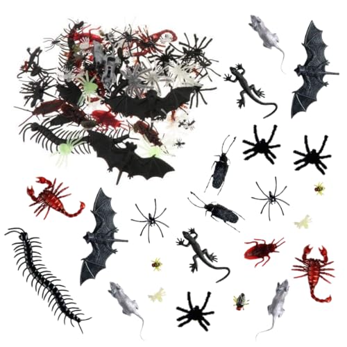 DOKRIN Artículos de broma,Set surtido de 44 piezas de simulaciones de animales de Halloween para crear escenas creativas