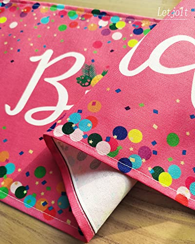 Letjolt Happy Birthday Table Runner 72 Inches Sweet Girl Birthday Party Table Decor Pink Table Runner thumb #2