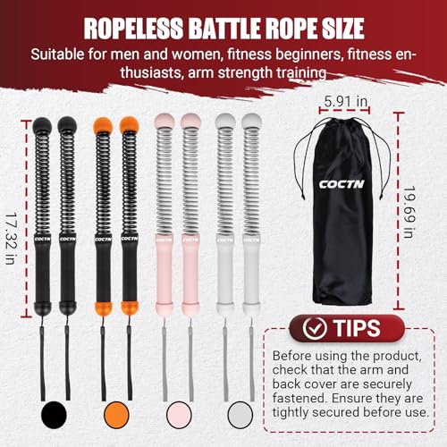 Weighted Ropeless Battle Ropes, Heavy Duty Workout Rope for Home Gym with Training Poster, Portable Arm Exerciser Rope for Strength Building, HIIT and Low-Impact Aerobic Training for Men & Women - Image 6