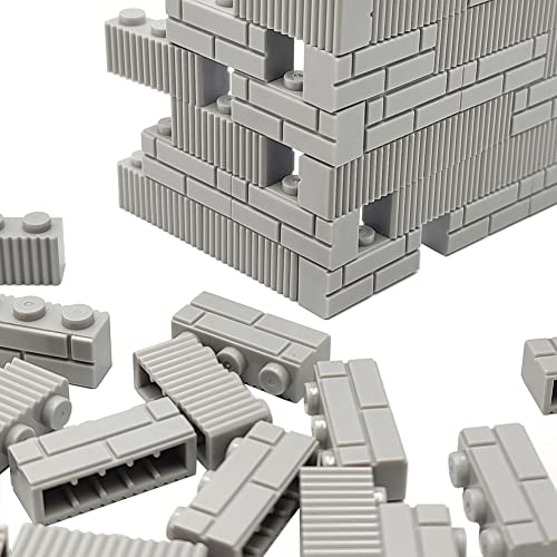 ZHX Masonry Profile Bricks Bulk Light Grey Color DIY Building Block Toy for Wall Parts and Pieces Compatible for Major Brand 1x3 Brick 150pcs - Thumbnail 4