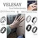 VELESAY 6 Stücke Edelstahl Ringe für Herren Damen Vintage Breit Schwarz Ringe Verlobung Freundschaftsring Ringe mit Kette Ringe Herren Schwarz Ring Männer Herren Ringe Edelstahl Silber Ringe