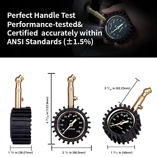 Rvzone Tire Pressure Gauge 0-100 Psi Glow In The Dark | Professional Accuracy Heavy Duty Air Pressure Gauge Ansi Certified, For Rv Camper Bicycles Motorcycles Cars Trucks #TOP3